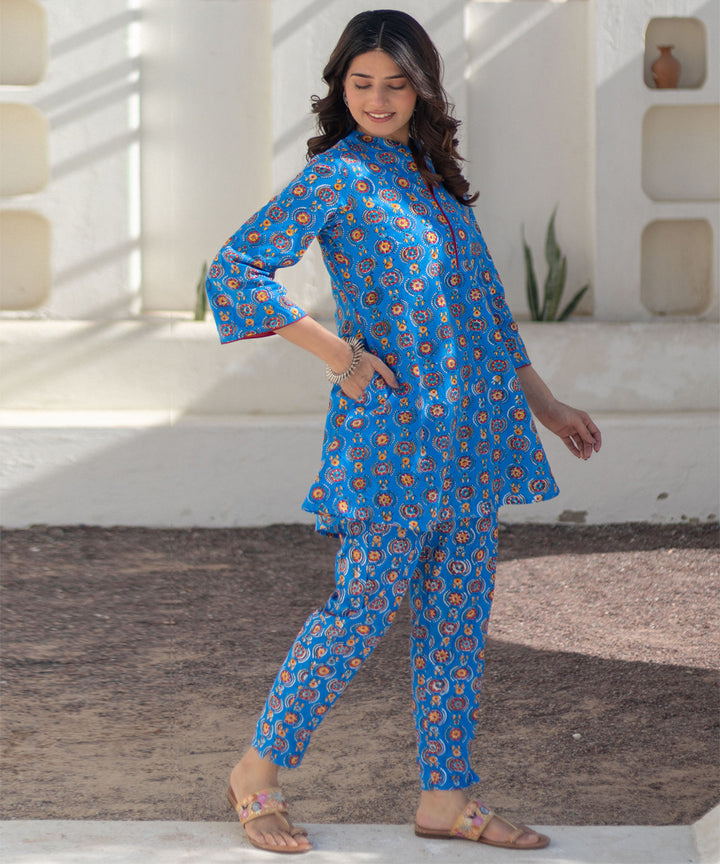 Azure medallions hand block printed co ord set
