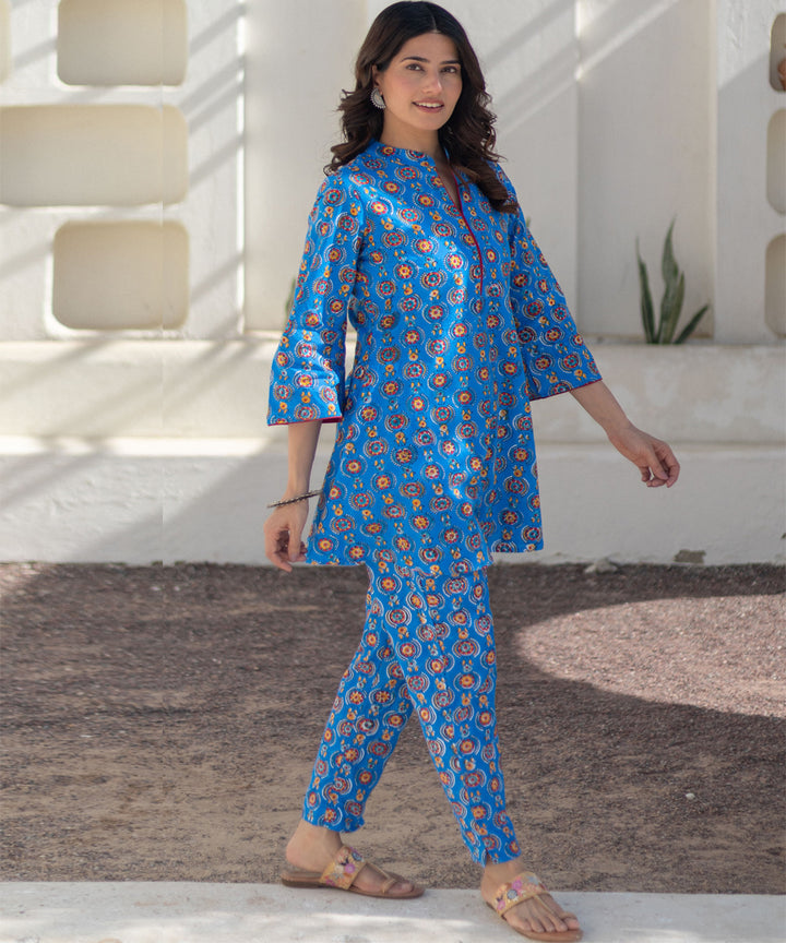 Azure medallions hand block printed co ord set