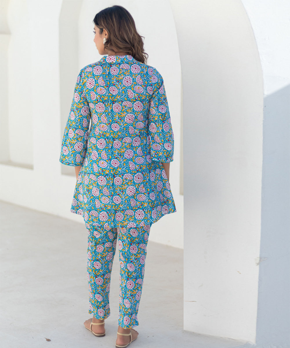 Celestial blooms hand block printed co ord set
