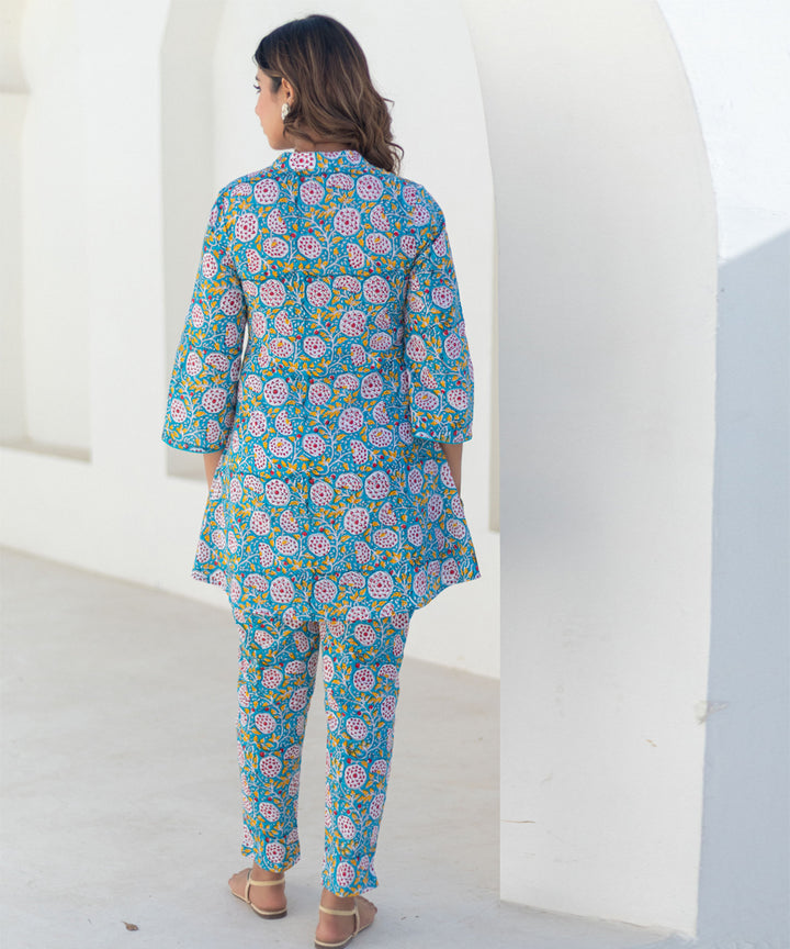 Celestial blooms hand block printed co ord set