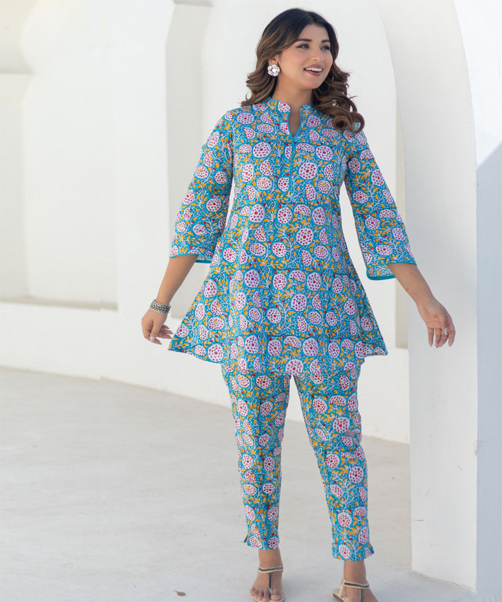 Celestial blooms hand block printed co ord set