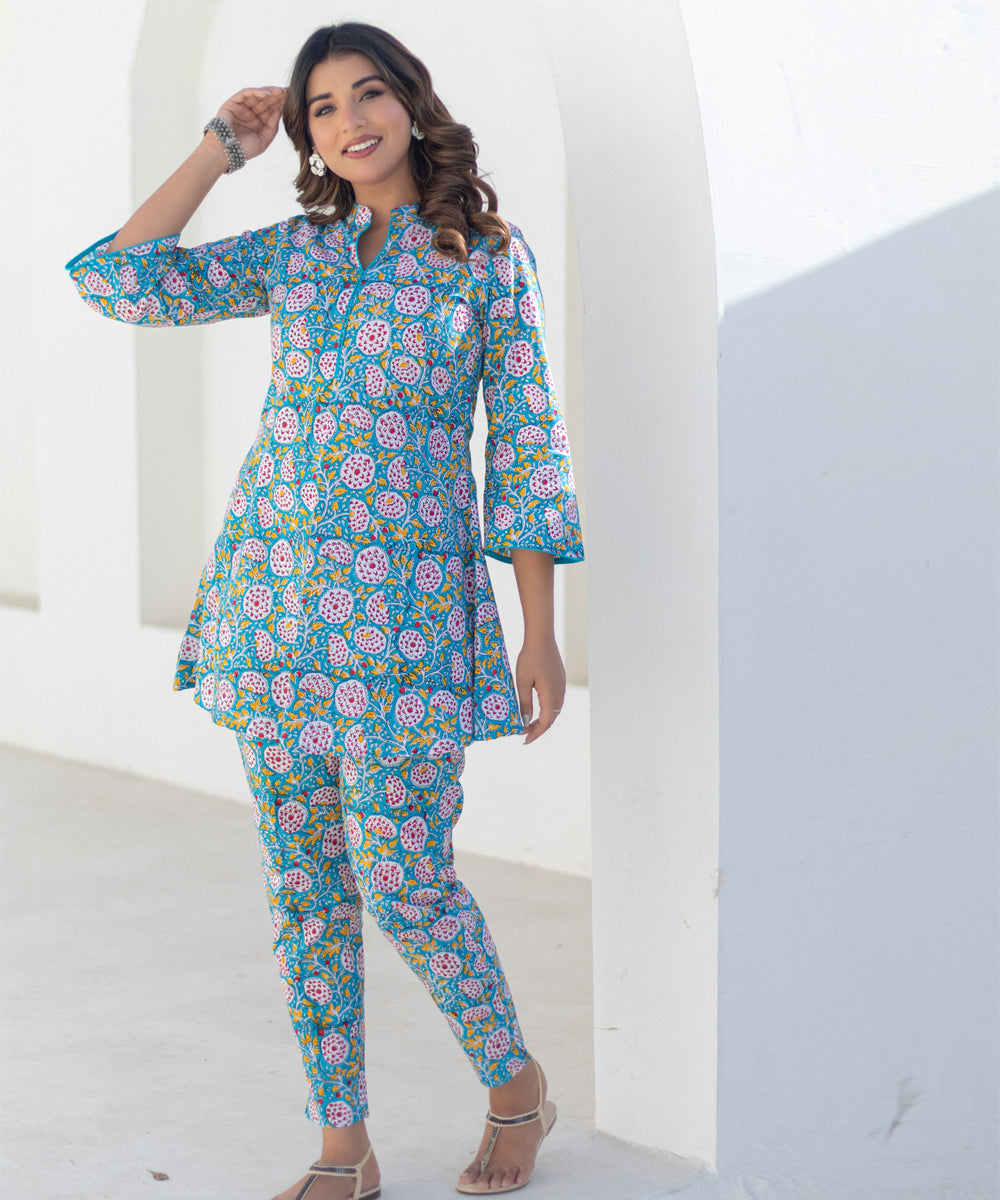 Celestial blooms hand block printed co ord set