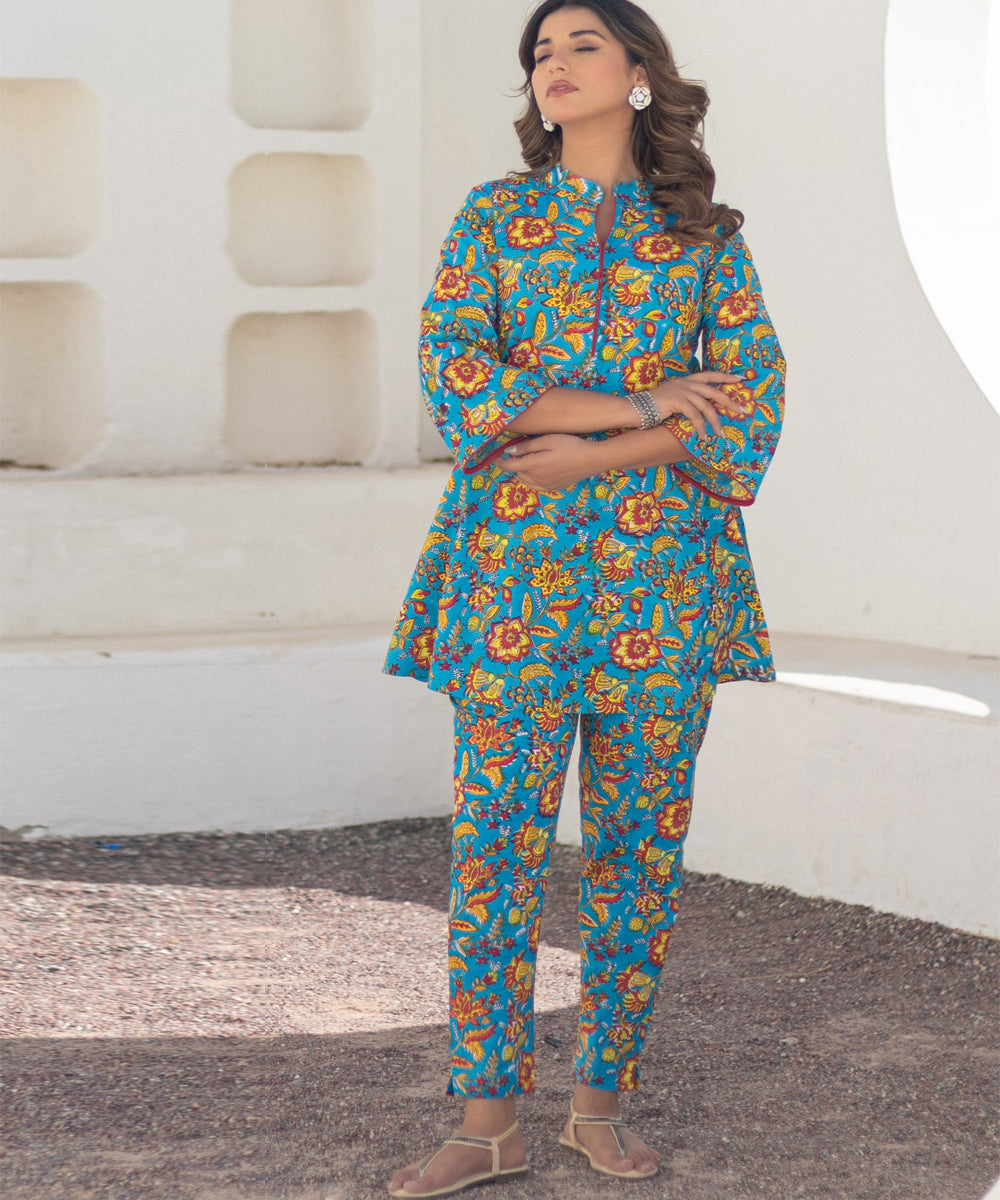 Floral rhapsody hand block printed co ord set