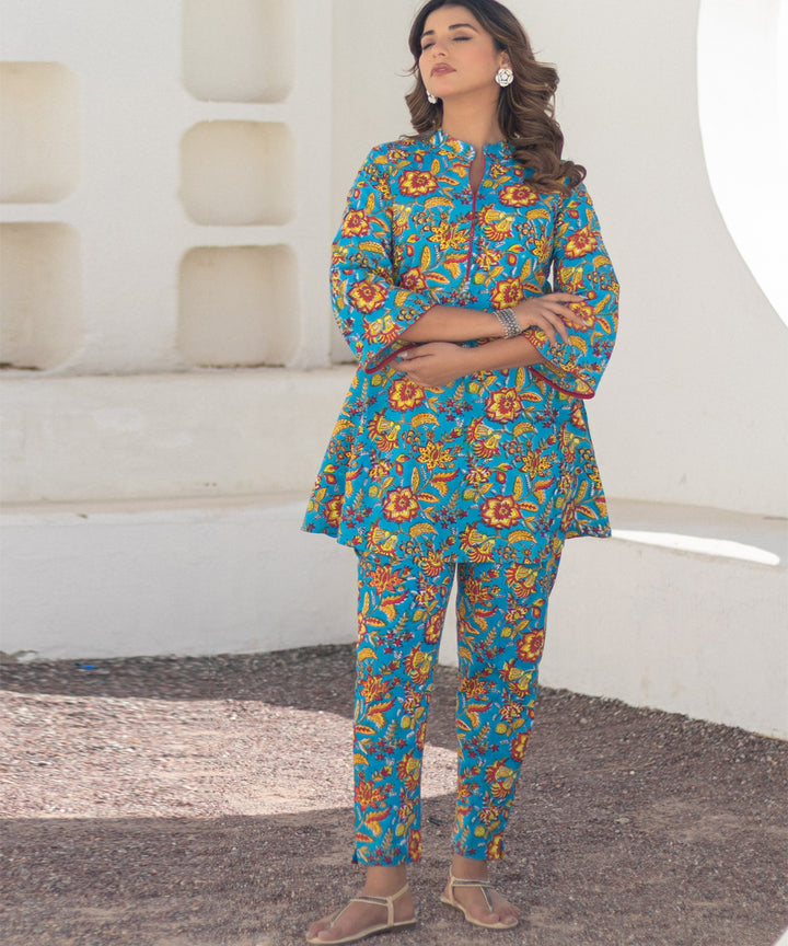 Floral rhapsody hand block printed co ord set