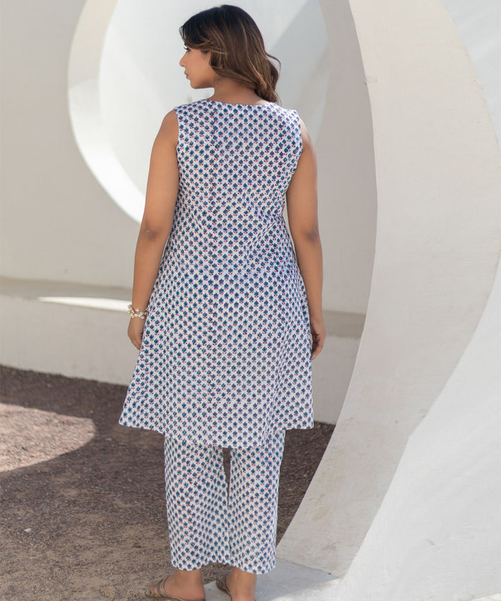 Azure medallions hand block printed cotton co ord set