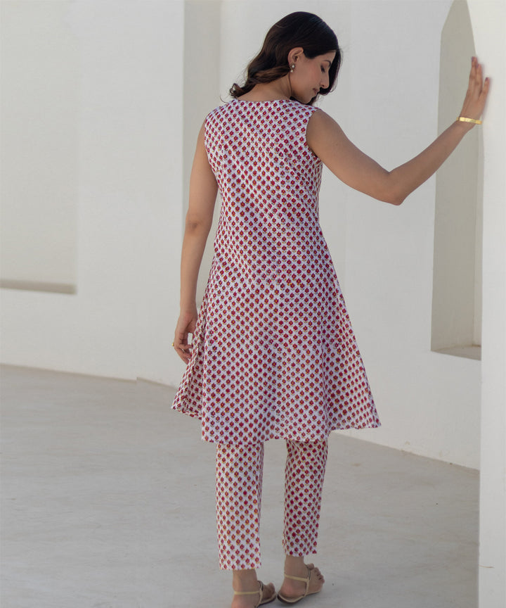 Coral cascade hand block printed co ord set