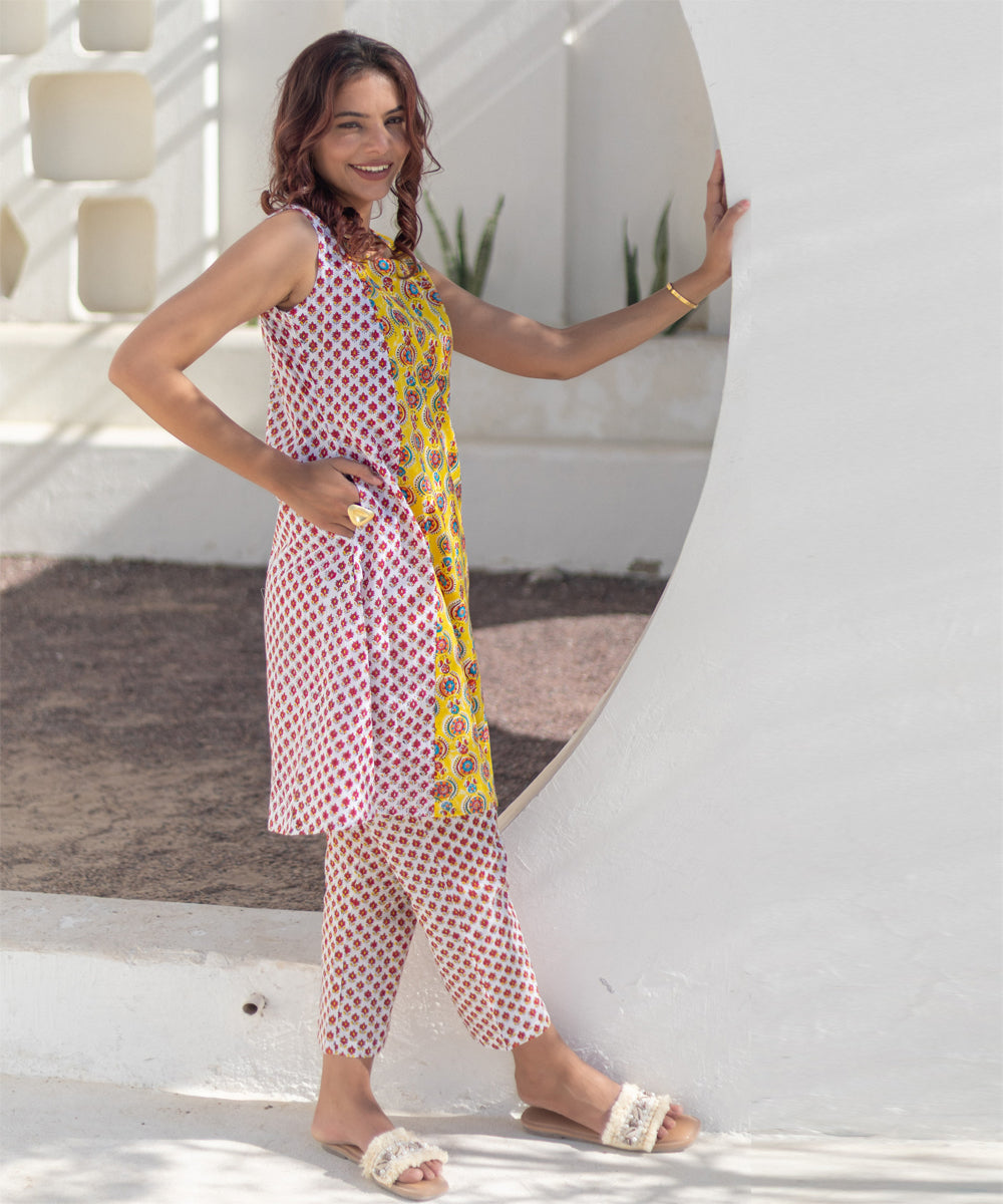 Sunshine motifs hand block printed co ord set