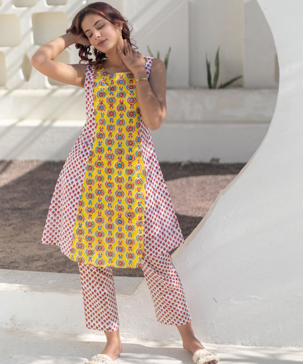 Sunshine motifs hand block printed co ord set