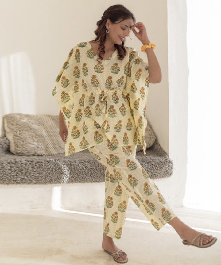 Sunshine motifs cotton kaftan set