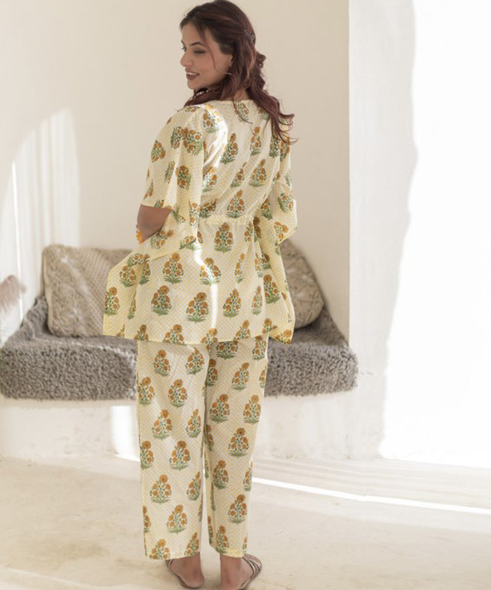 Sunshine motifs cotton kaftan set
