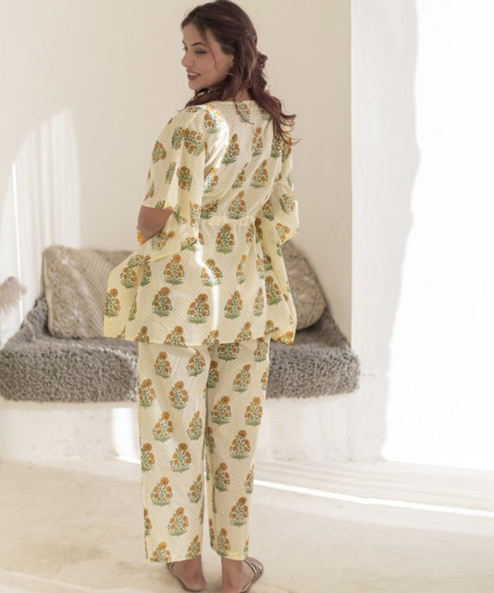 Sunshine motifs cotton kaftan set