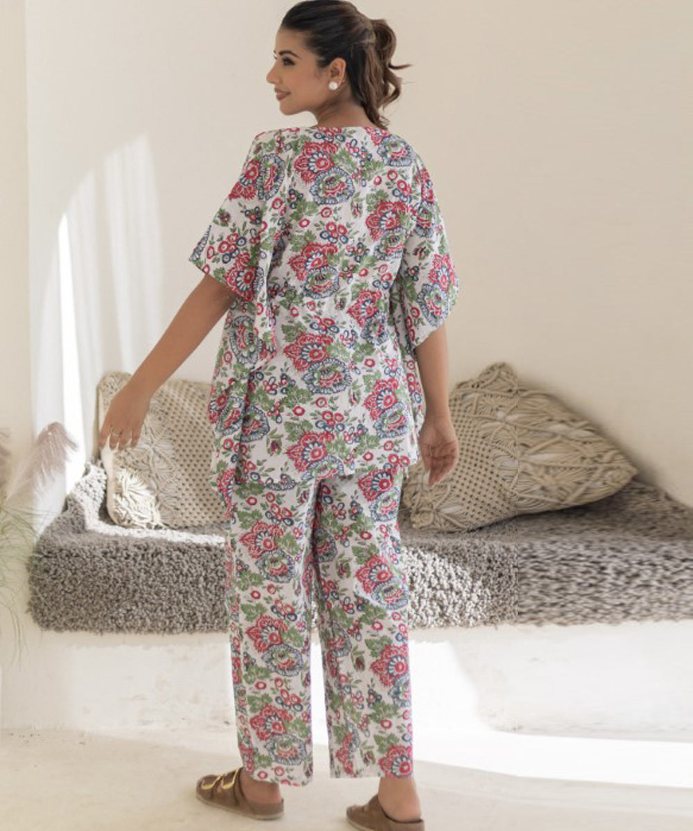 Floral serenity cotton kaftan set