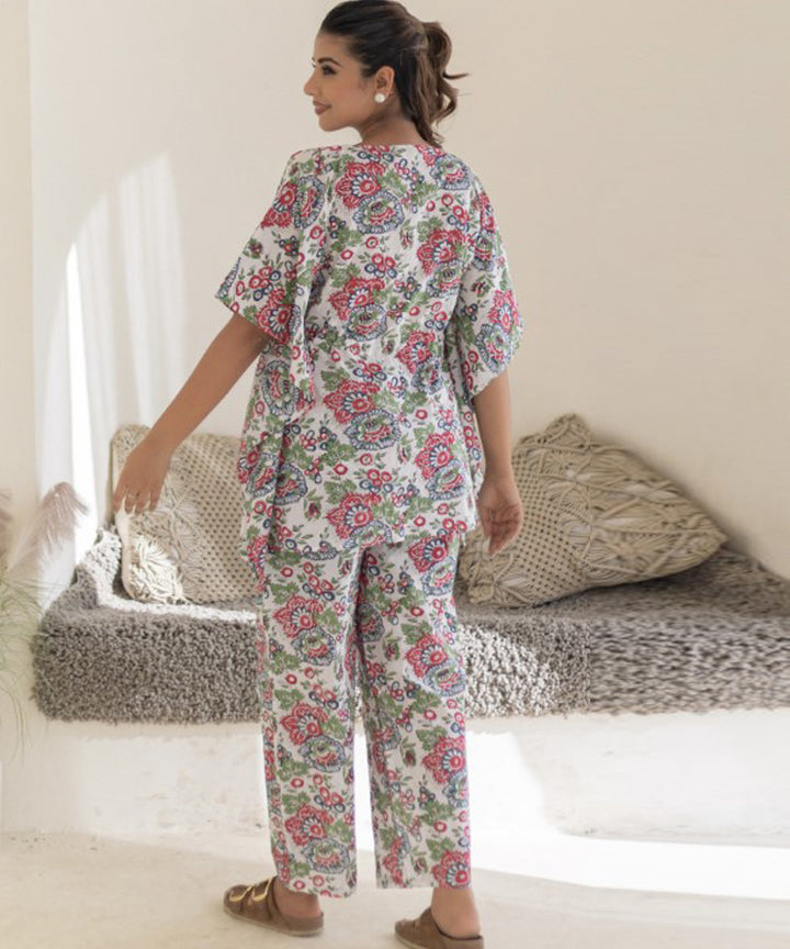 Floral serenity cotton kaftan set