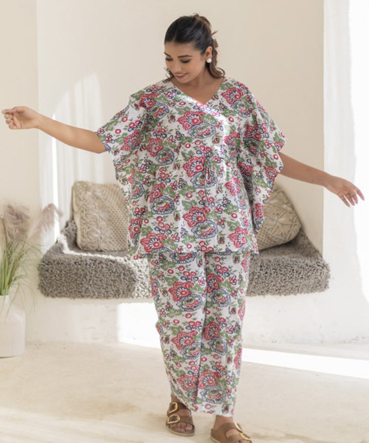 Floral serenity cotton kaftan set