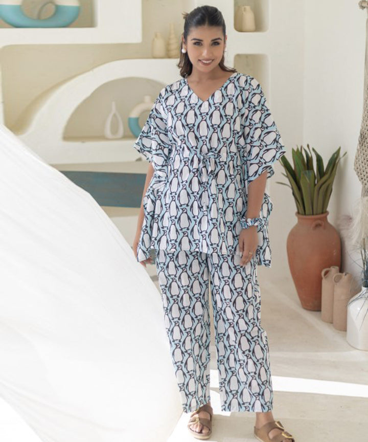Penguin parade cotton kaftan set