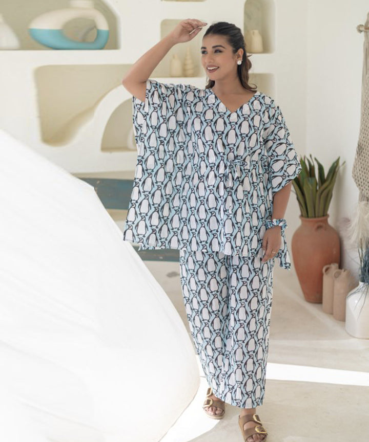 Penguin parade cotton kaftan set