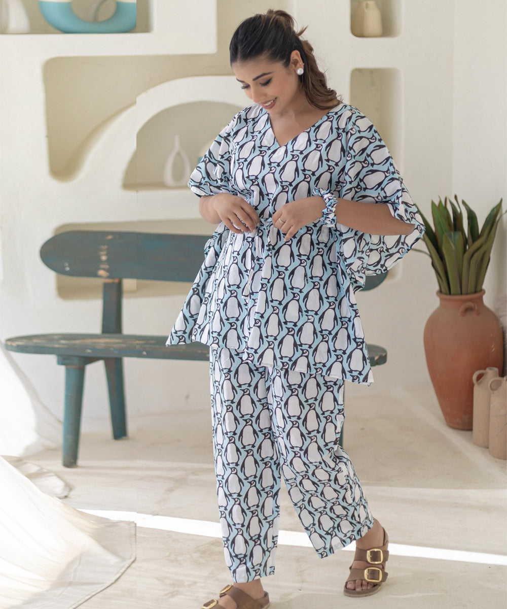 Penguin parade cotton kaftan set