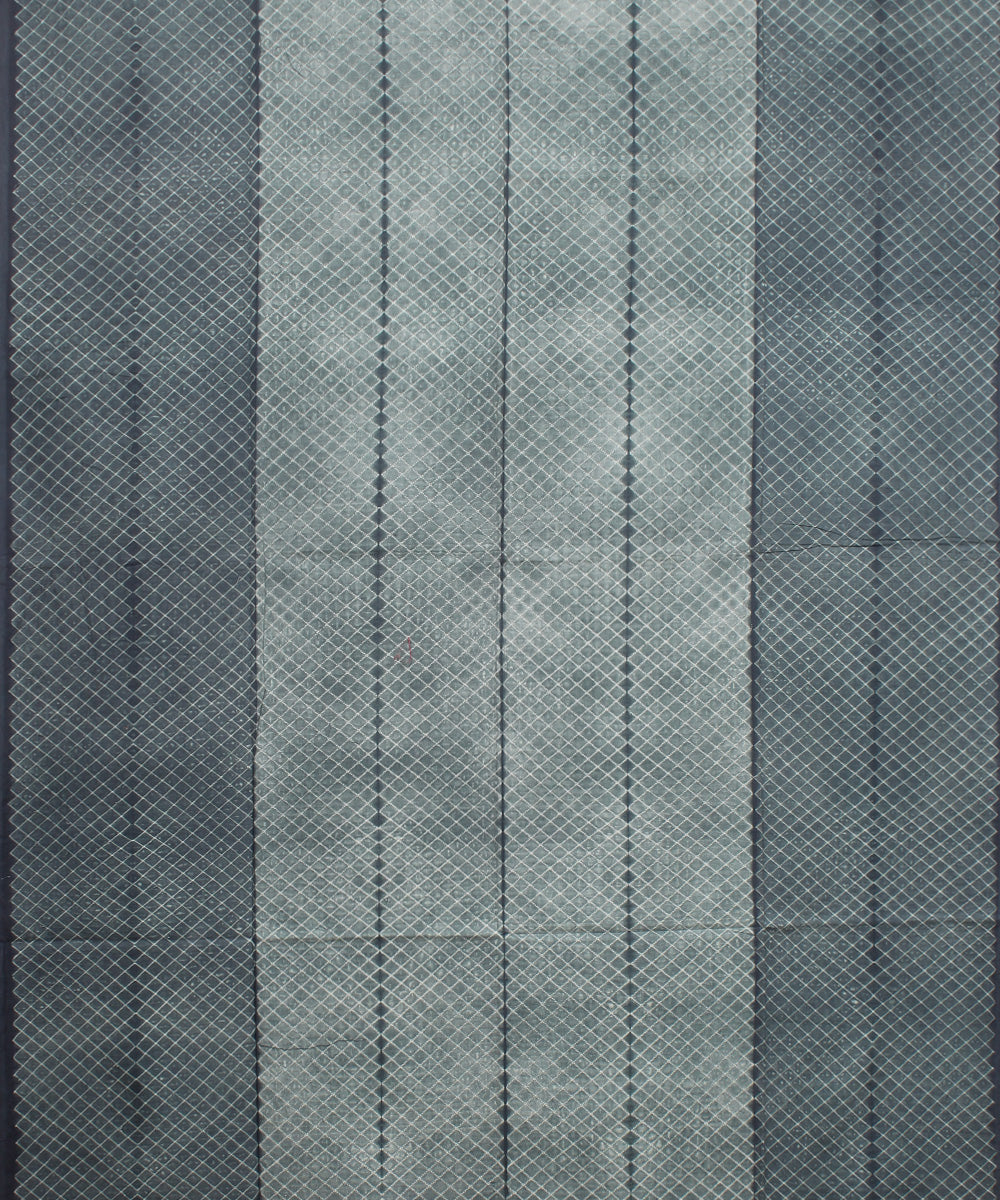 Teal green offwhite handwoven cotton shibori kurta material