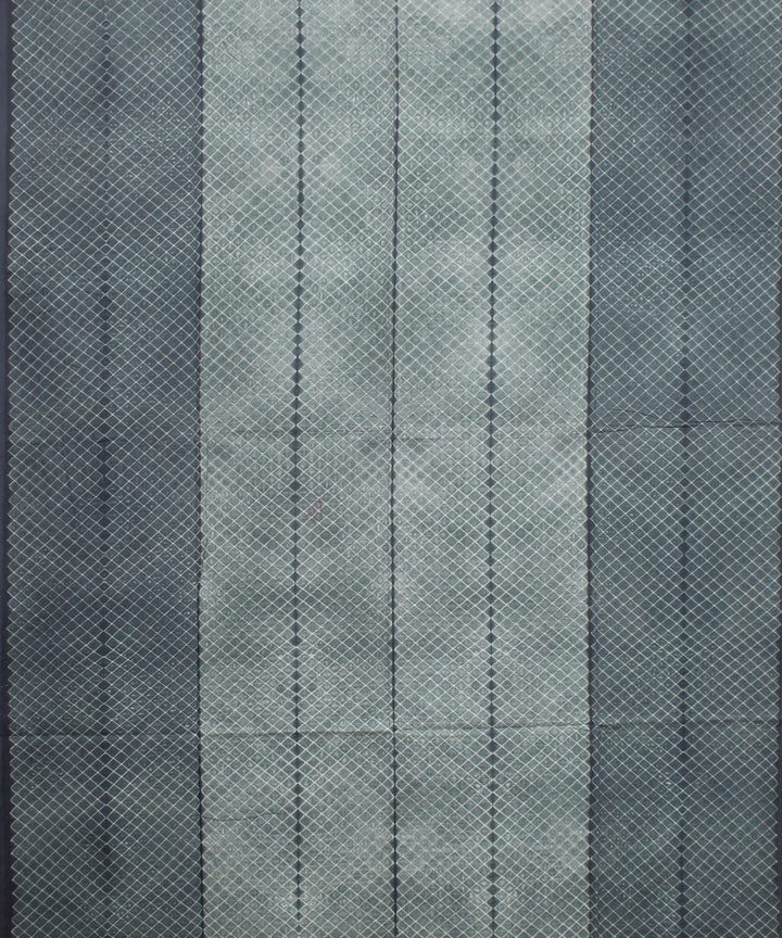 Teal green offwhite handwoven cotton shibori kurta material