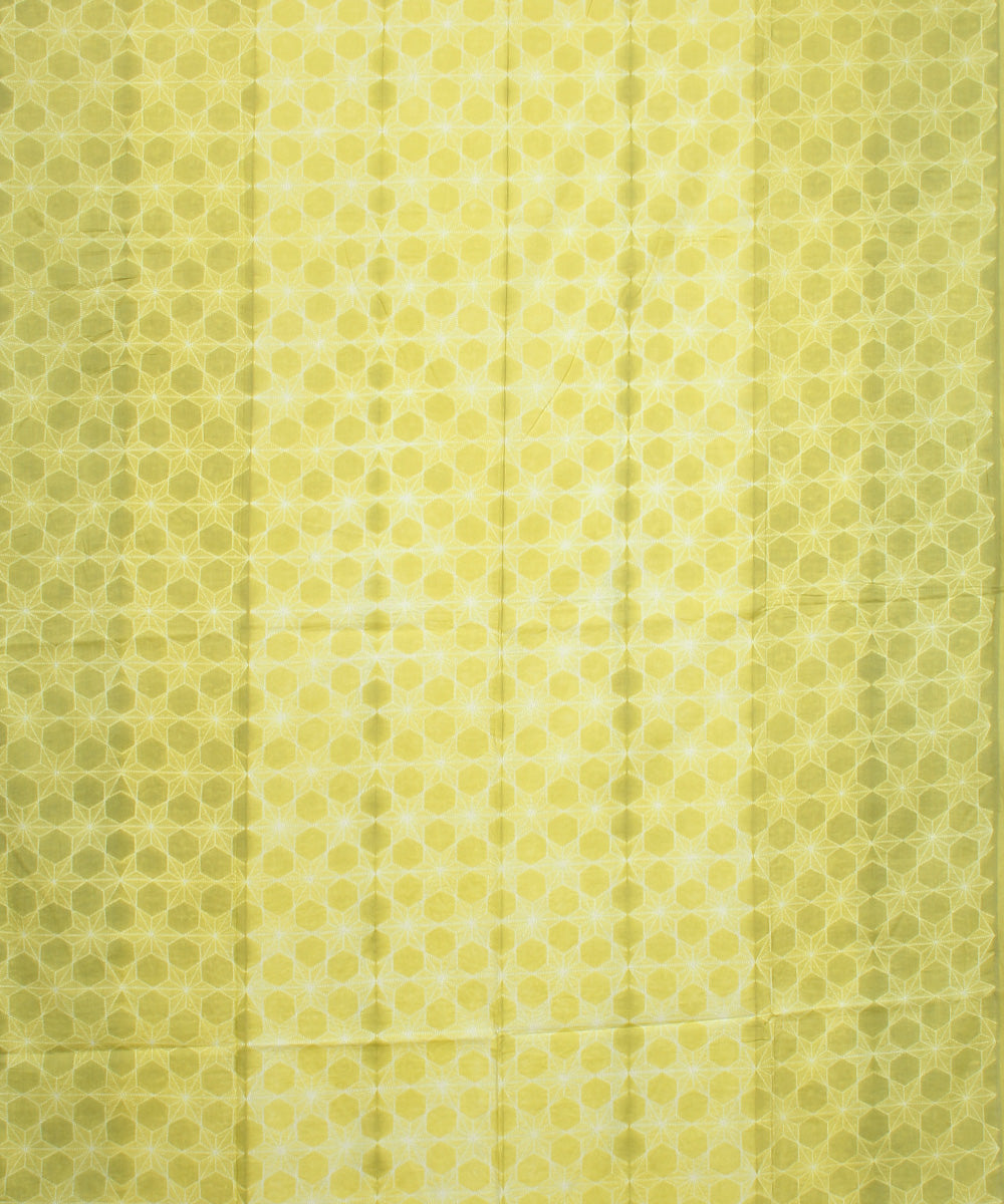 Yellow white handloom cotton shibori kurta material