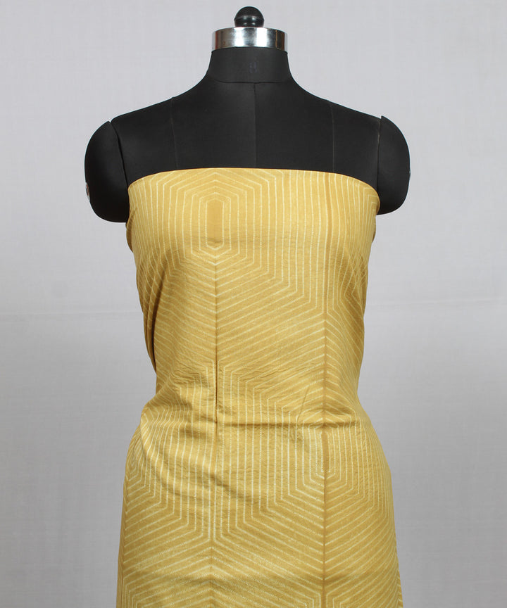 Mustard white handloom cotton shibori kurta material
