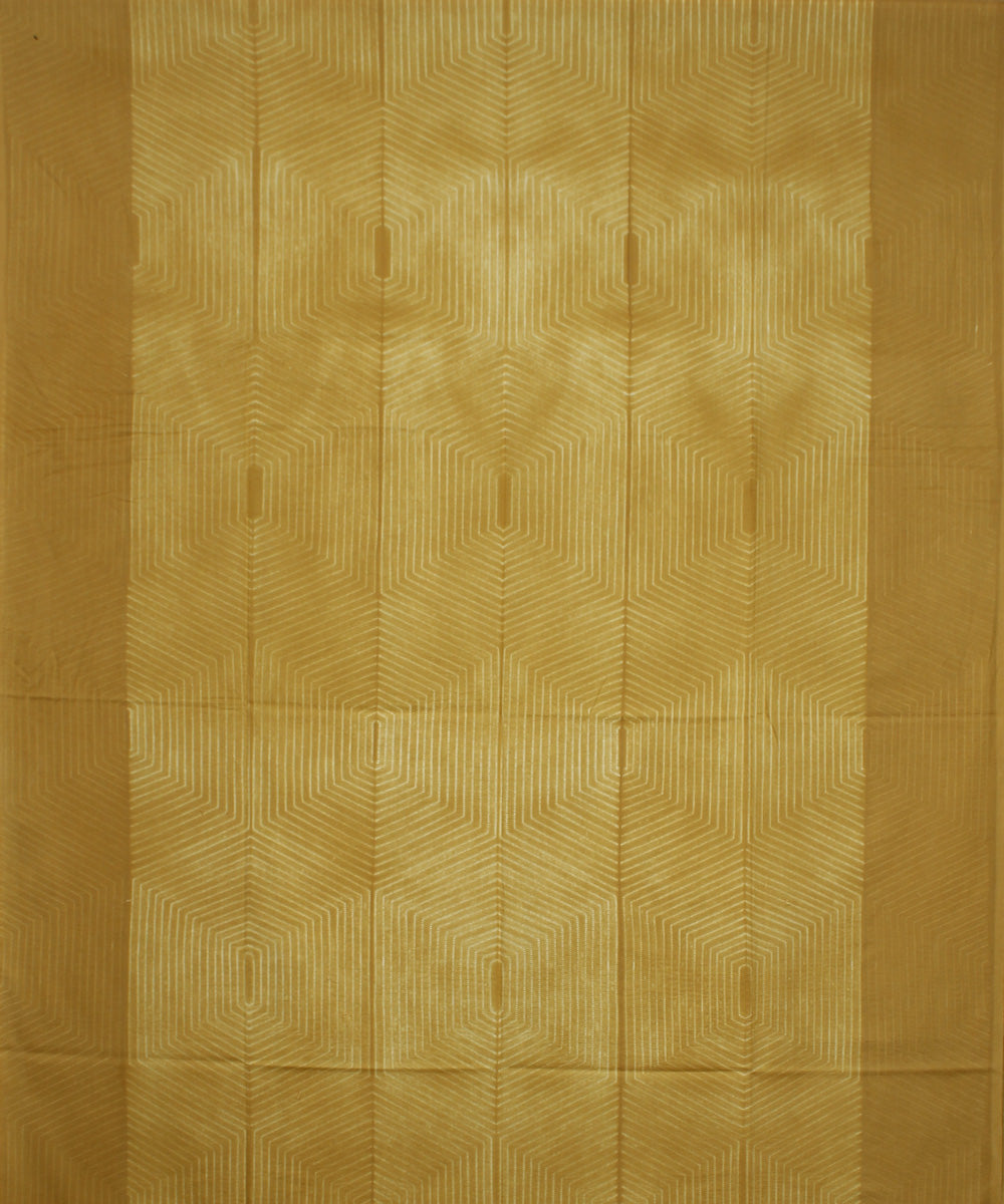 Mustard white handloom cotton shibori kurta material
