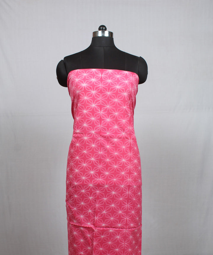 Pink offwhite handloom shibori kurta cotton material