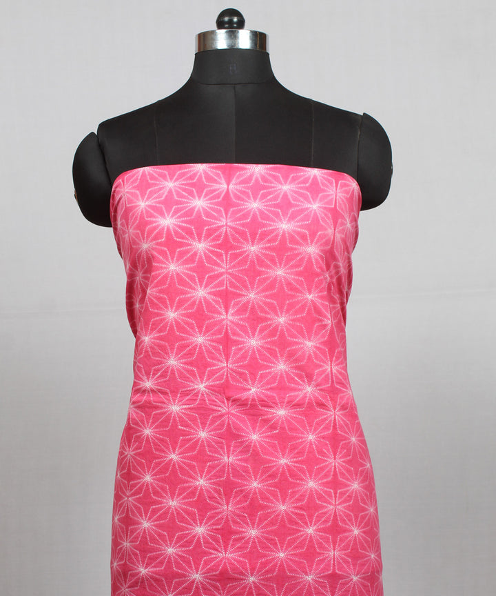 Pink offwhite handloom shibori kurta cotton material