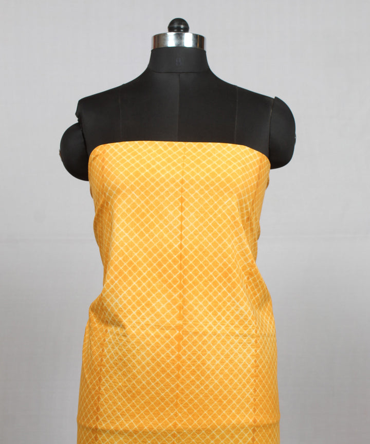 Yellow plain handloom cotton shibori kurta material
