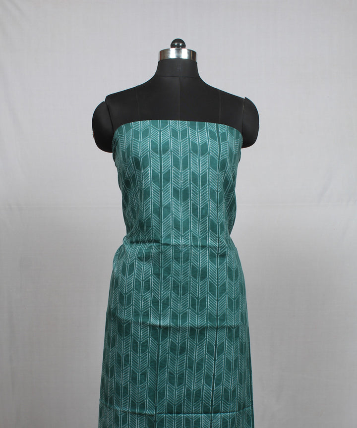 Cyan green offwhite handloom cotton shibori kurta material