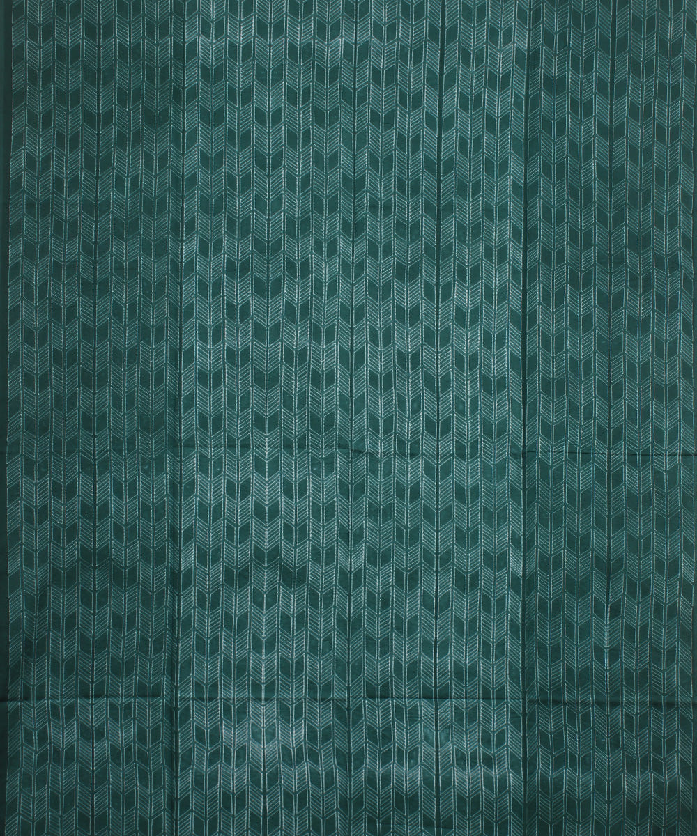 Cyan green offwhite handloom cotton shibori kurta material