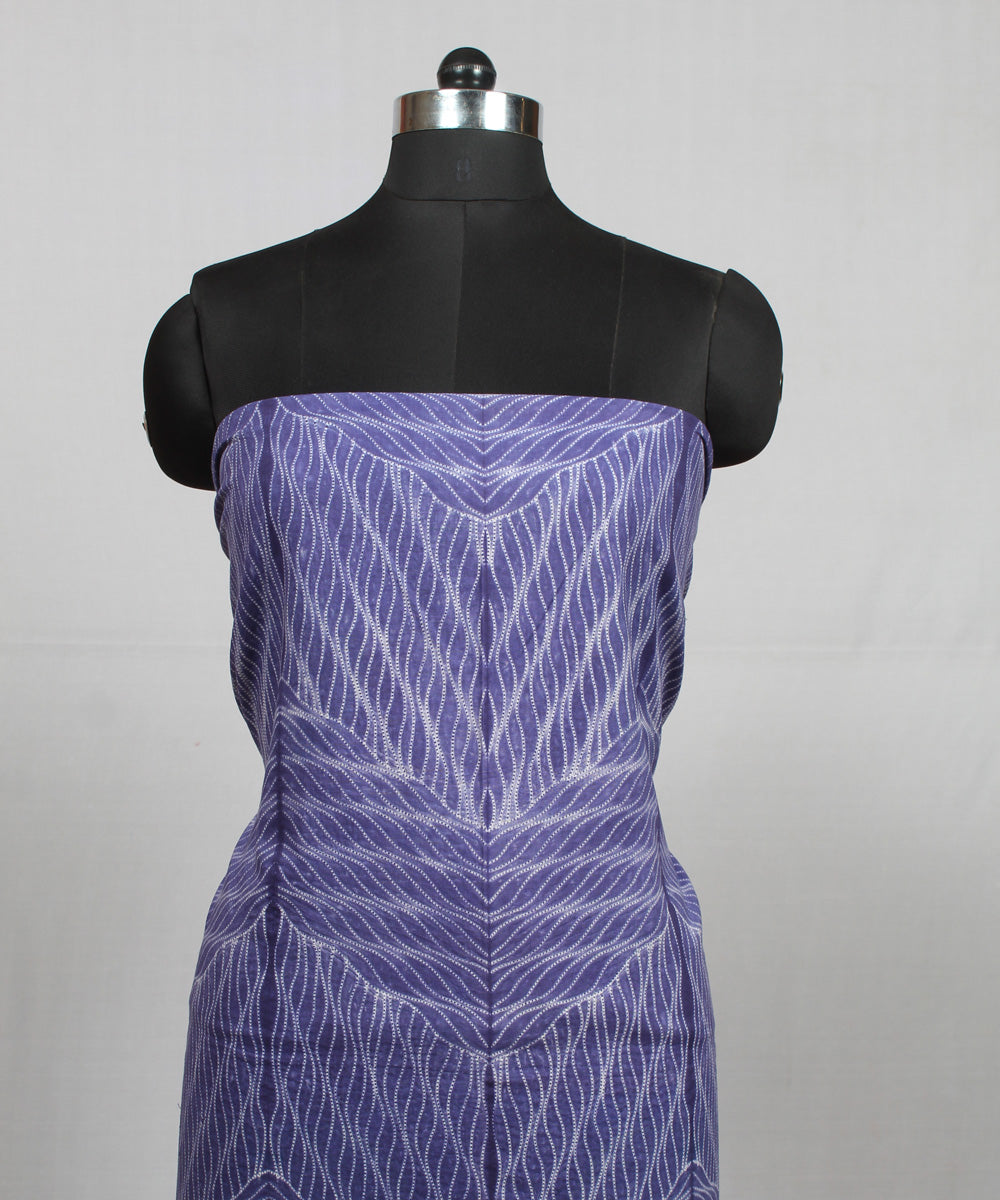 Indigo offwhite handloom shibori cotton kurta material
