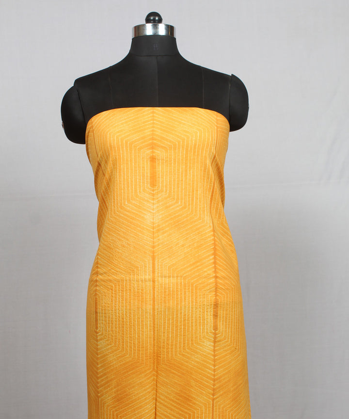 Mustard offwhite handloom cotton shibori kurta material