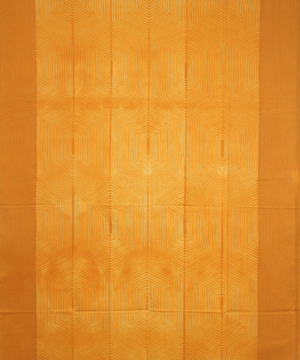 Mustard offwhite handloom cotton shibori kurta material