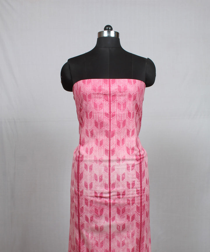 Pink offwhite shibori handloom kurta cotton material