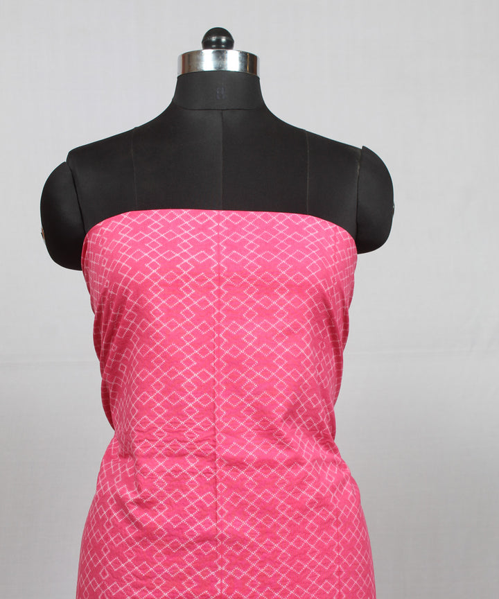 Pink offwhite handloom shibori cotton kurta material