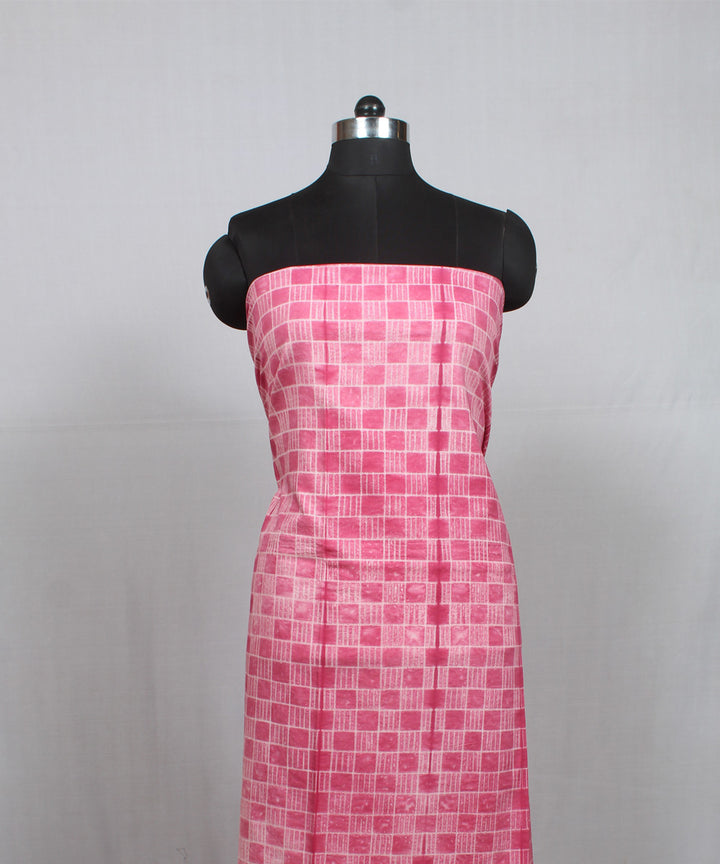 Pink offwhite handloom cotton shibori kurta material