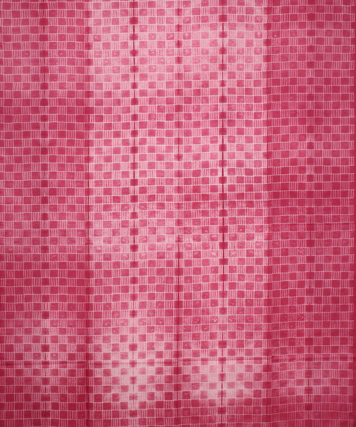 Pink offwhite handloom cotton shibori kurta material