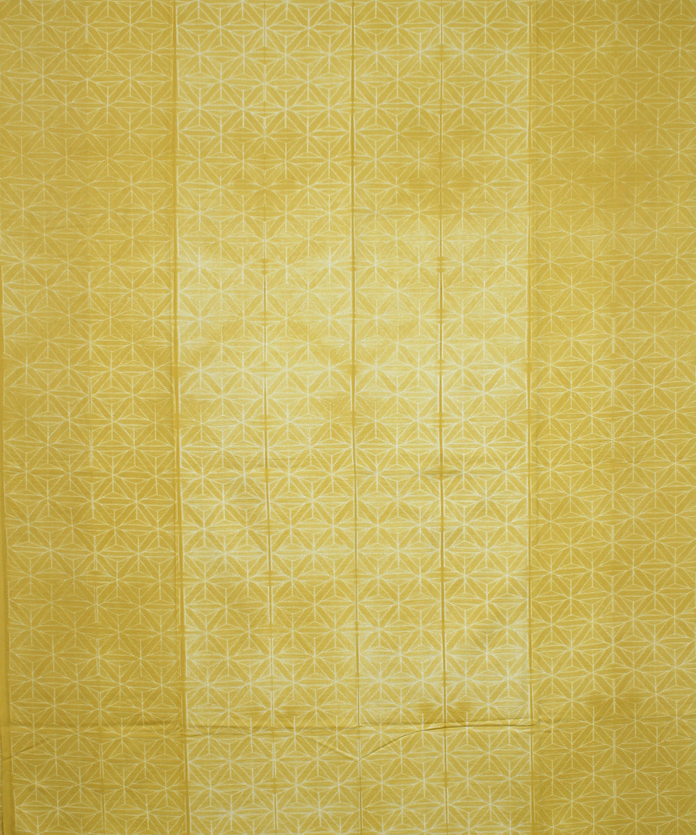 Yellow offwhite handloom cotton shibori kurta material