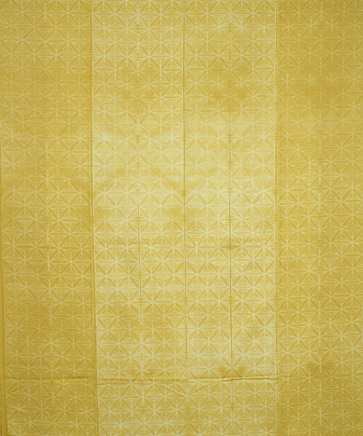 Yellow offwhite handloom cotton shibori kurta material