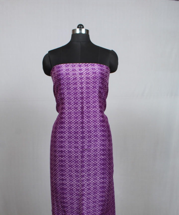 Purple offwhite handloom shibori cotton silk kurta material