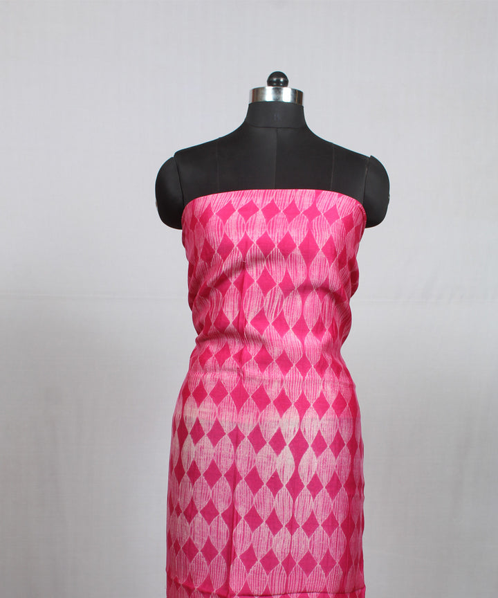 Pink offwhite cotton silk shibori handloom kurta material