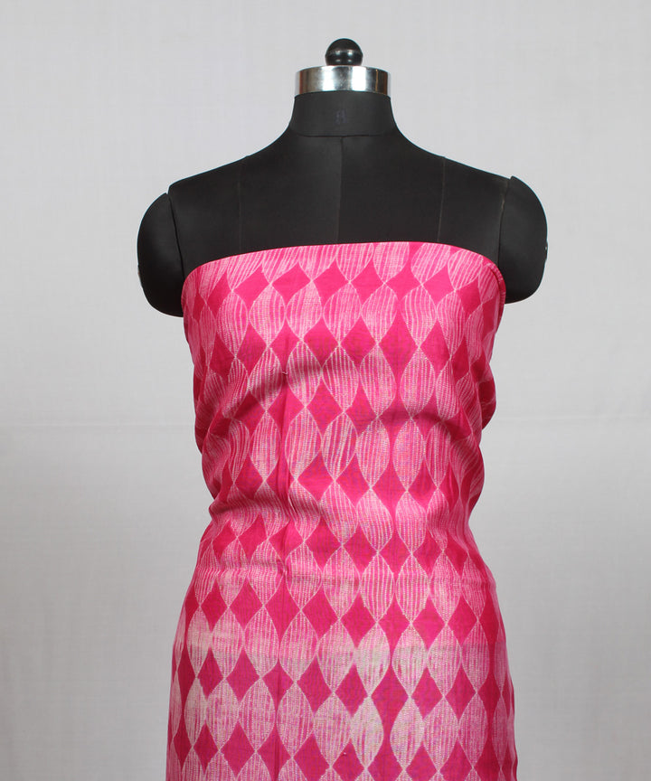 Pink offwhite cotton silk shibori handloom kurta material