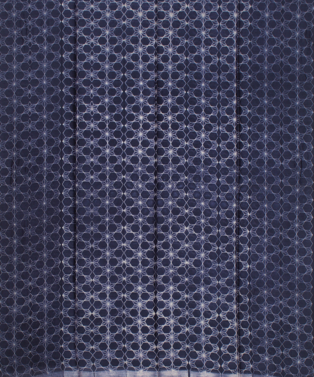 Indigo offwhite handloom cotton silk shibori kurta material