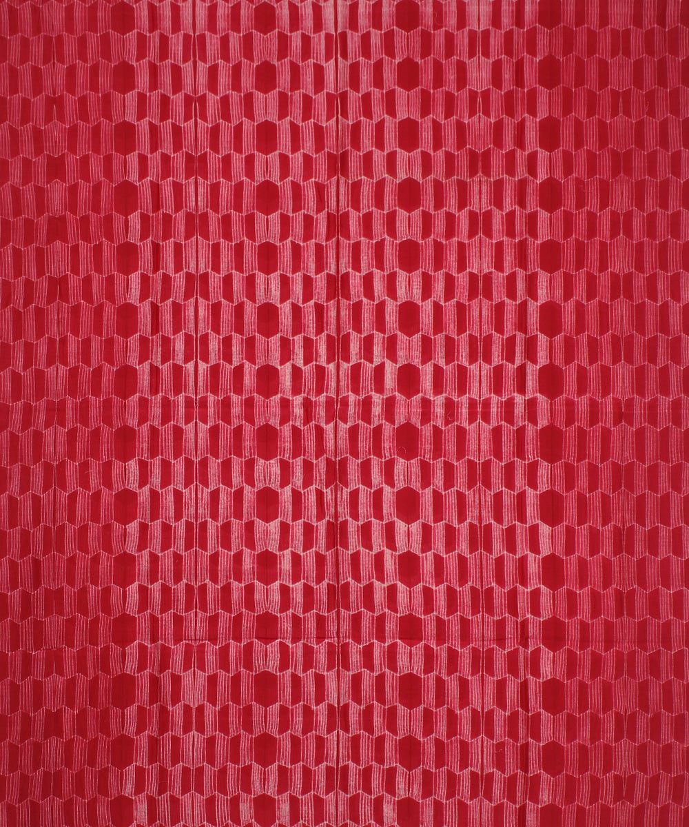Red offwhite handloom shibori cotton silk kurta material