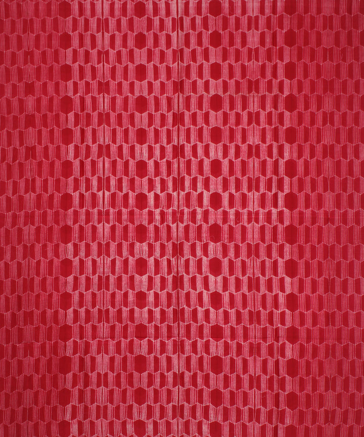 Red offwhite handloom shibori cotton silk kurta material