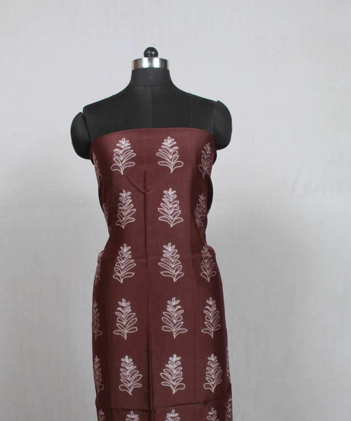 Brown offwhite handloom cotton shibori kurta material