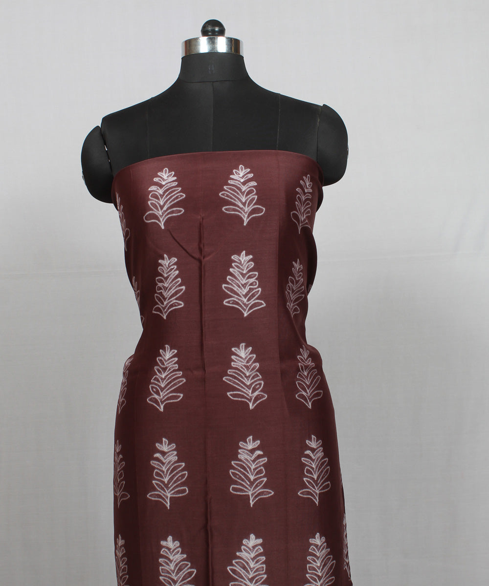 Brown offwhite handloom cotton shibori kurta material