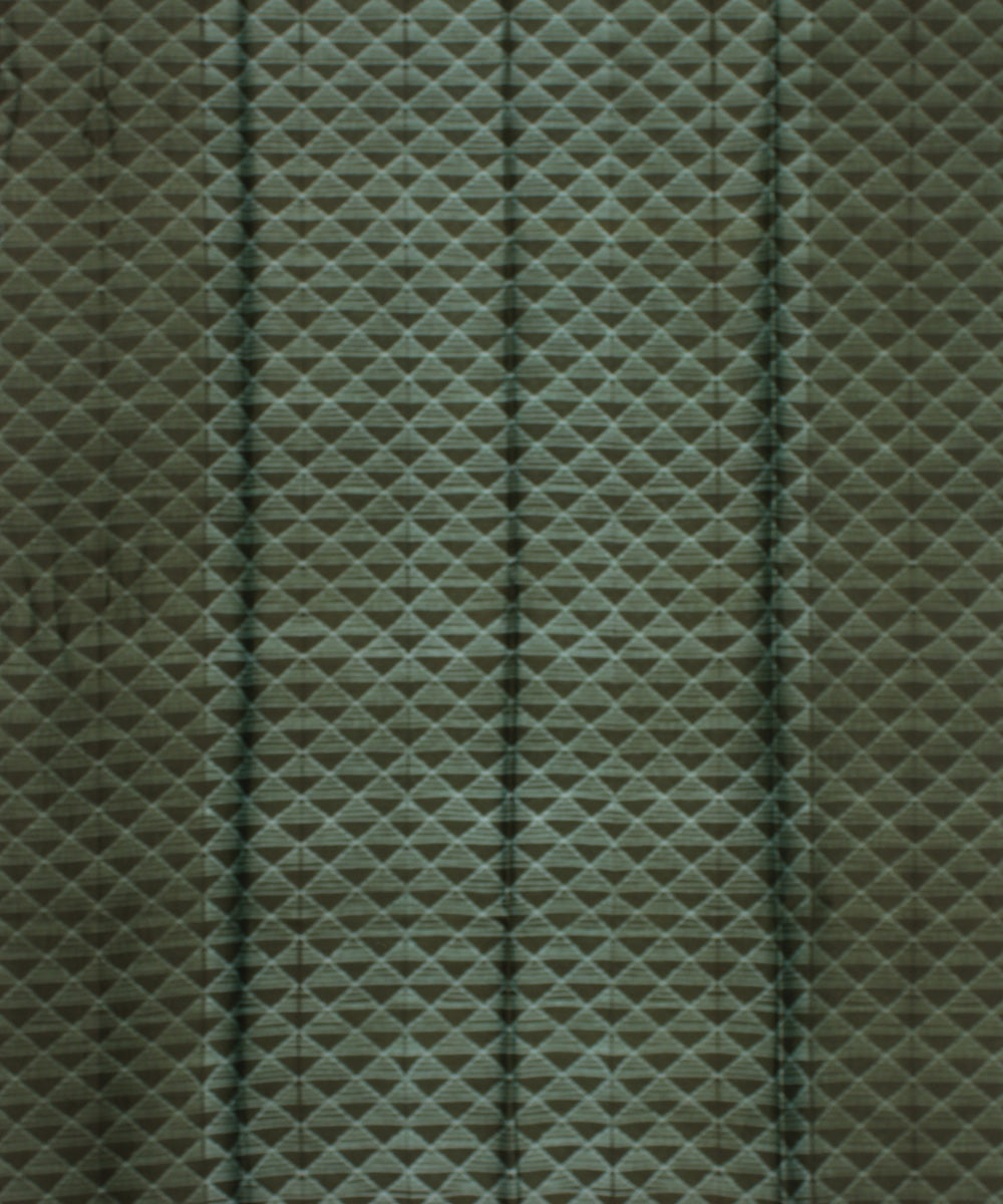 Dark green offwhite cotton silk shibori handloom kurta material