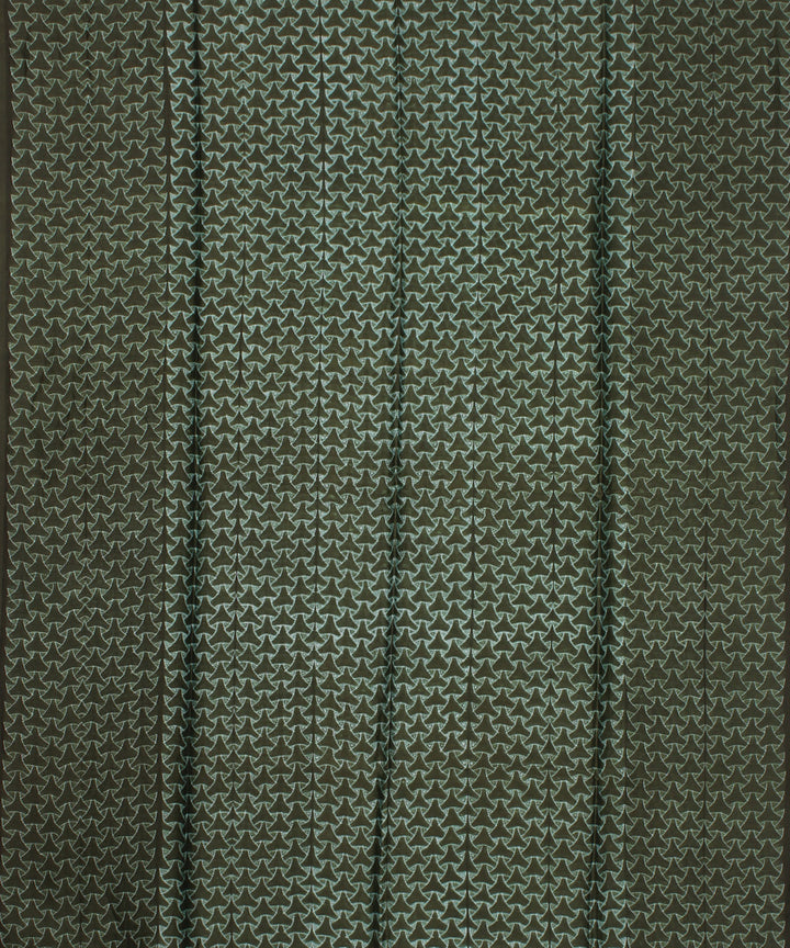 Dark green offwhite handloom shibori cotton silk kurta material